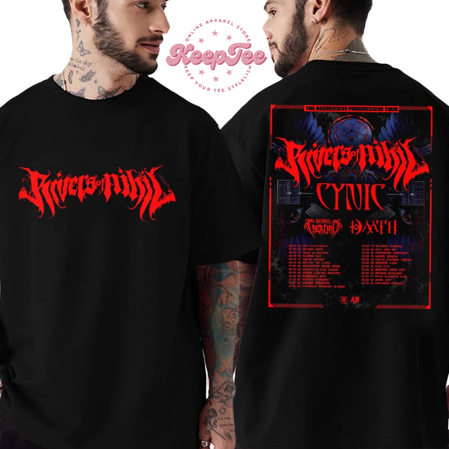 Rivers Of Nihil The Aggressive Progressive Eu Uk Tour 2025 Dates List Two Sides Print Vintage T-Shirt