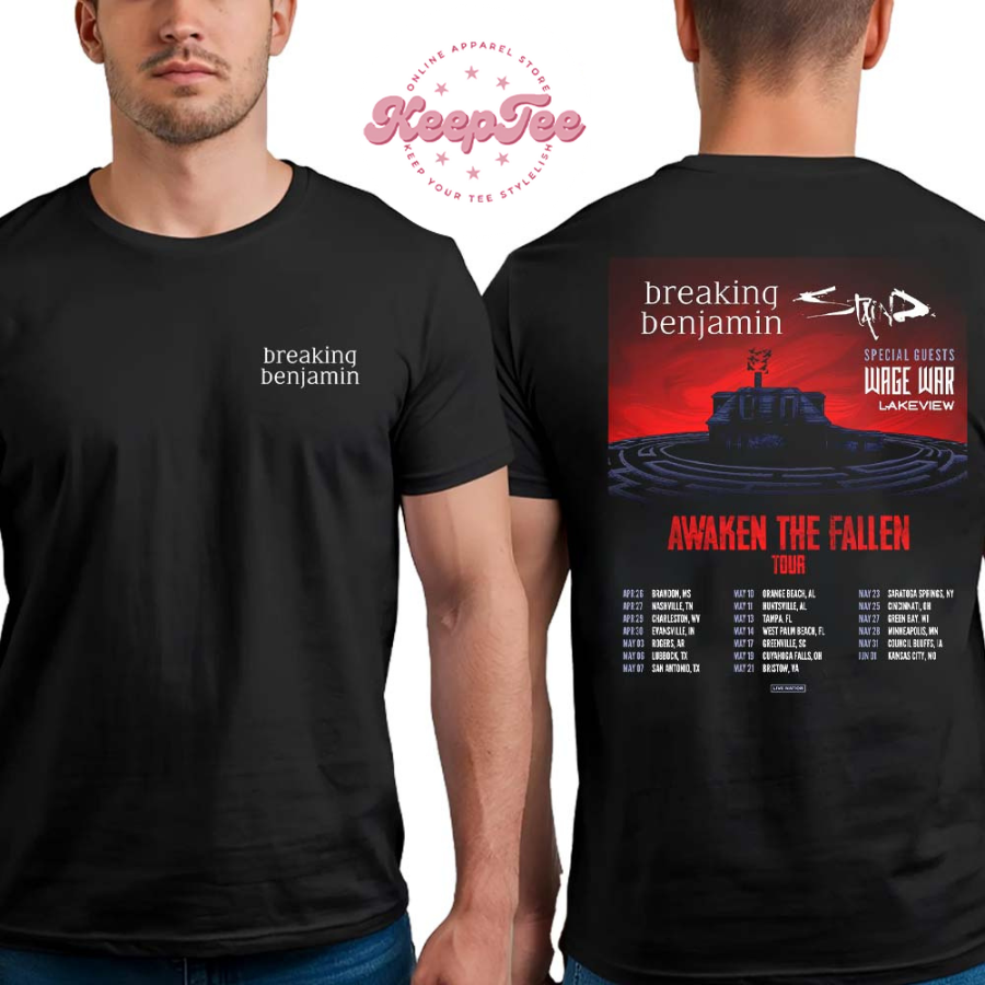 Breaking Benjamin Awaken The Fallen Tour 2025 Dates List Tour Start On April 26 2025 Two Sides Print Unisex T-Shirt
