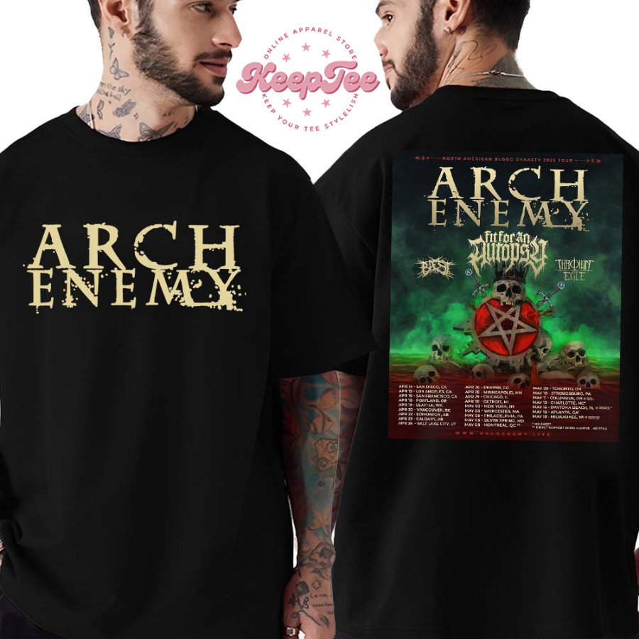 New Arch Enemy Band Poster For North American Blood Dynasty 2025 Tour Dates List Two Sides Print Classic T-Shirt
