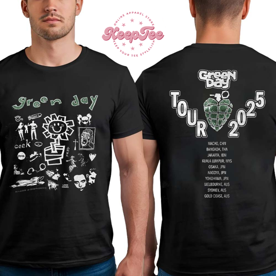 New Green Day Tour 2025 Asia And Australia Tour Merch Two Sides Unisex T-Shirt