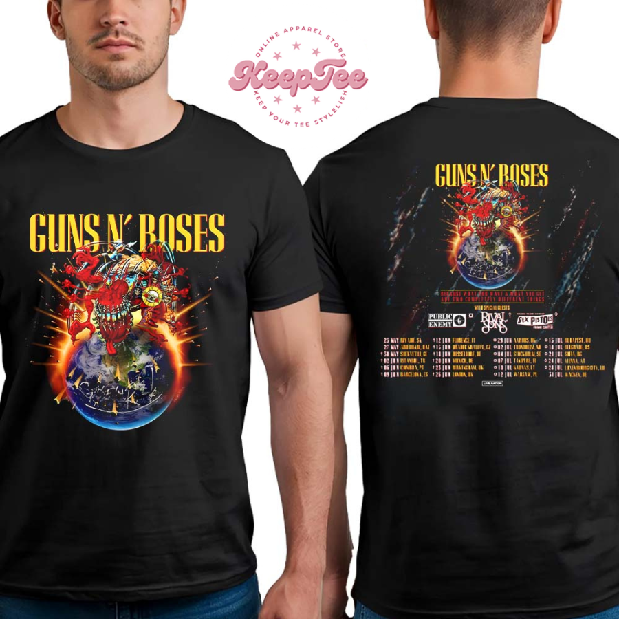 New Guns N Roses Tour 2025 Schedules 2 Sided T-Shirt