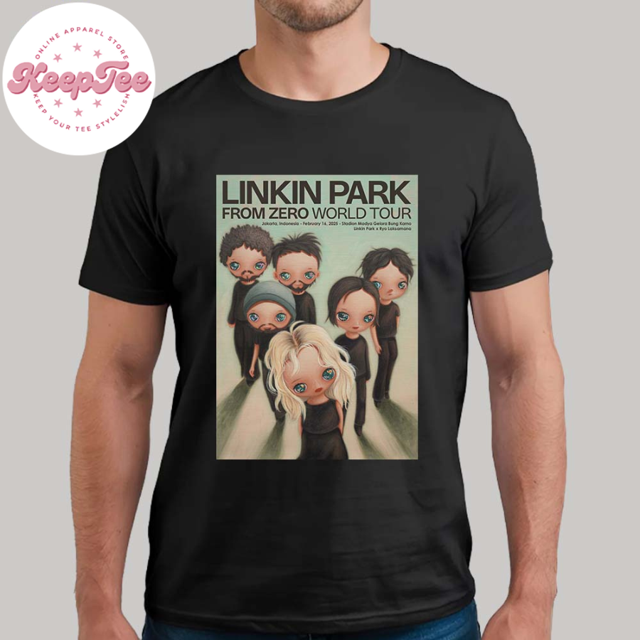 New Linkin Park Poster In Jakarta From Zero World Tour 2025 At Madya Stadium Gelora Bung Karno On February 16 2025 Art By Ryo Laksamana T-Shirt