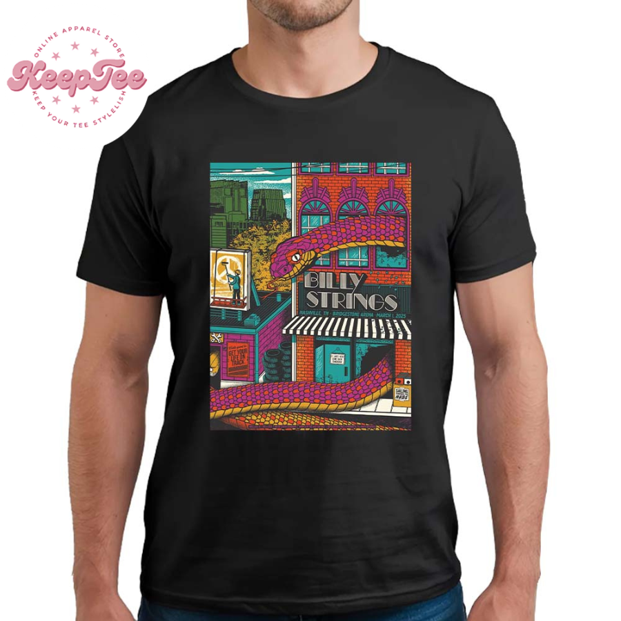 Billy Strings Nashville Tn Night 2 Poster Music At Bridgestone Arena On March 1 2025 Vintage T-Shirt