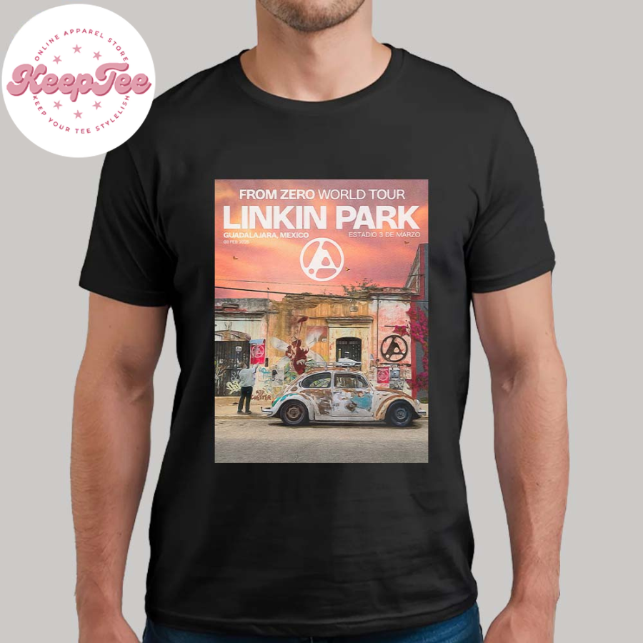 New Linkin Park From Zero World Tour 2025 Poster In Guadalajara Mexico On February 3Rd 2025 Art By Gustavo Zermeno Jr T-Shirt