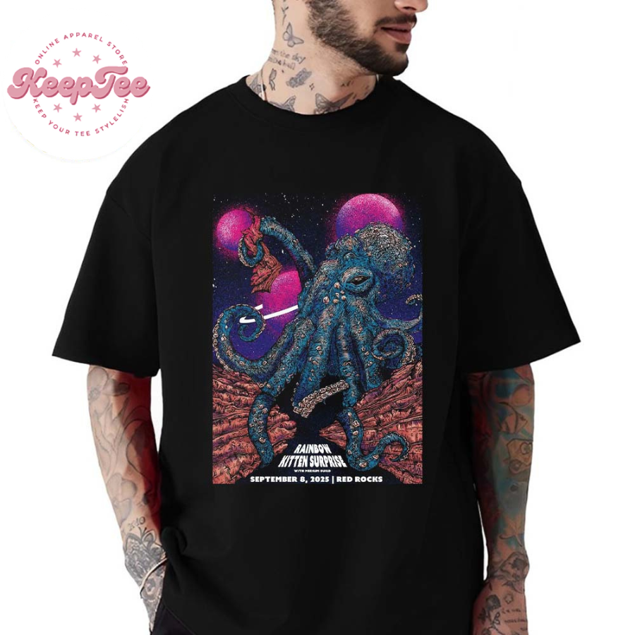 New Rainbow Kitten Surprise With Medium Build Concert Poster At Red Rocks Amphitheatre On September 8 2025 Unisex T-Shirt