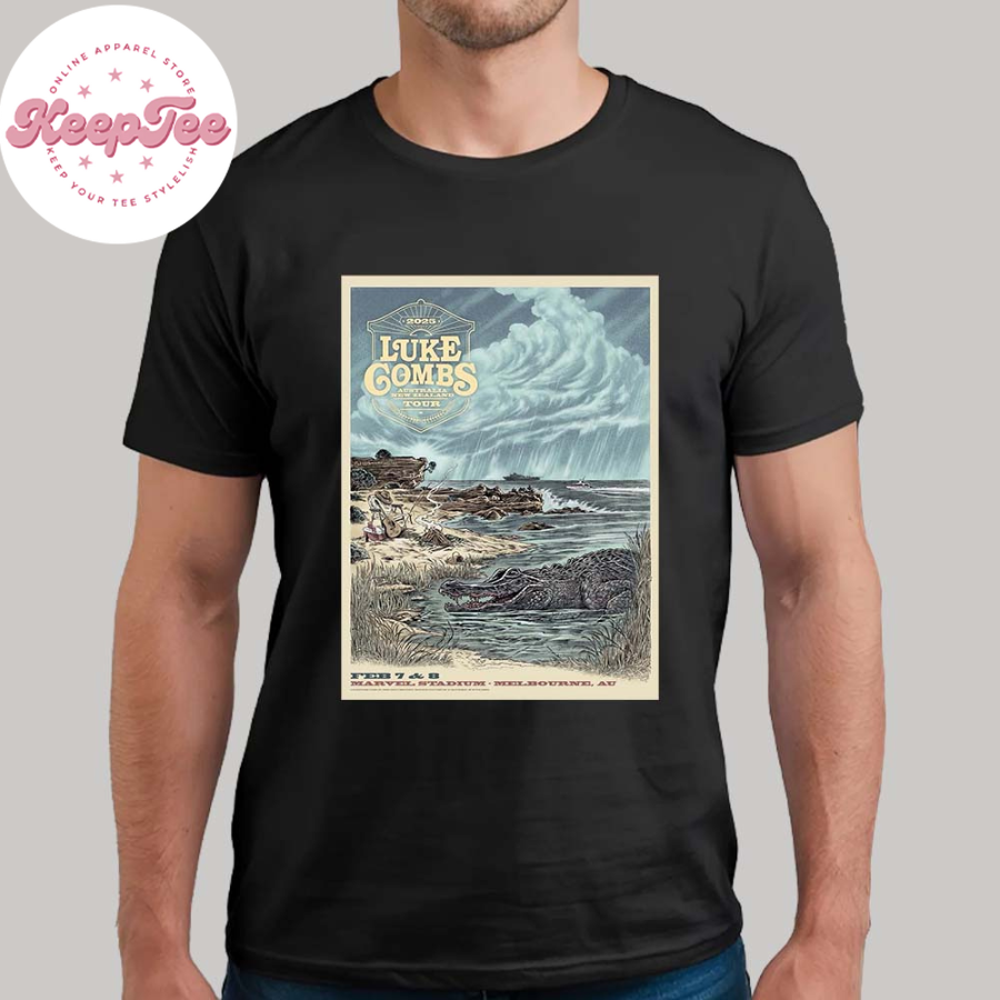 New Luke Combs Melbourne Australia Fourth Gig Poster For Marvel Stadium On Fenruary 7 And 8 2025 Vintage T-Shirt