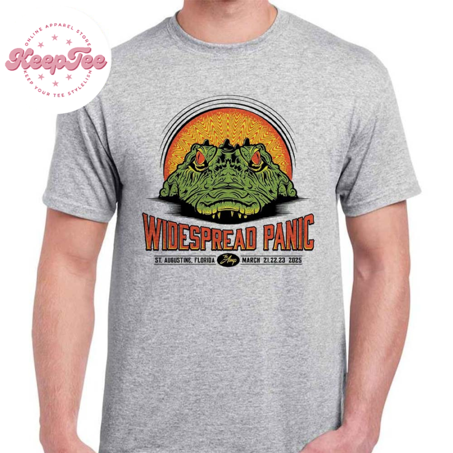 New Widespread Panic Merch Tee In St Augustine Florida At St Augustine Amphitheatre On March 21 22 And 23 2025 Grey Unisex T-Shirt