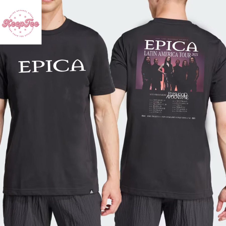 Epica Latin America Tour 2025 With Special Guest Fleshgod Apocalypse Dates And Places List  T-Shirt