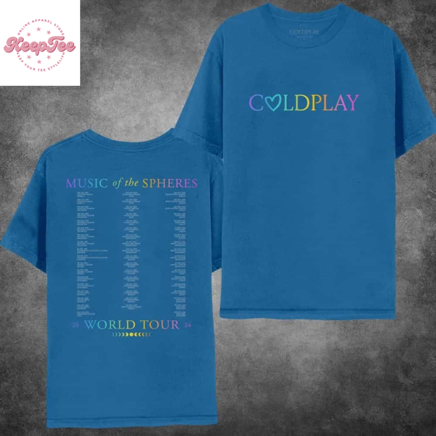 Coldplay 2025 Music Of The Spheres World Tour Heart Logo Tee Merch T-Shirt
