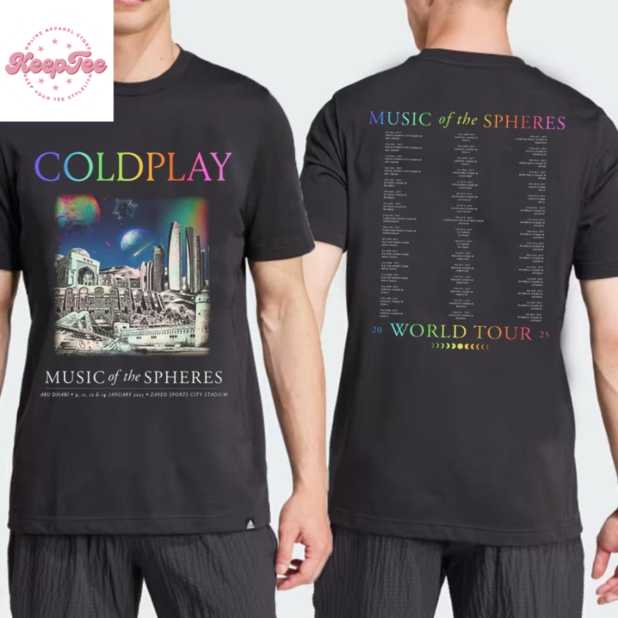 Coldplay Abu Dhabi January 2025 Music Of The Spheres Limited Edition Tour Tee  T-Shirt
