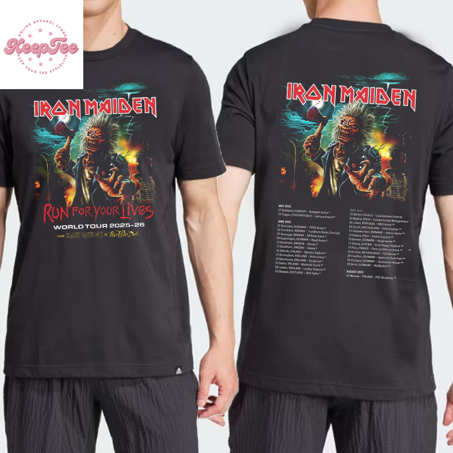 Iron Maiden Run For Your Life World Tour 2025-26 From Iron Maiden To Fear Of The Dark  T-Shirt
