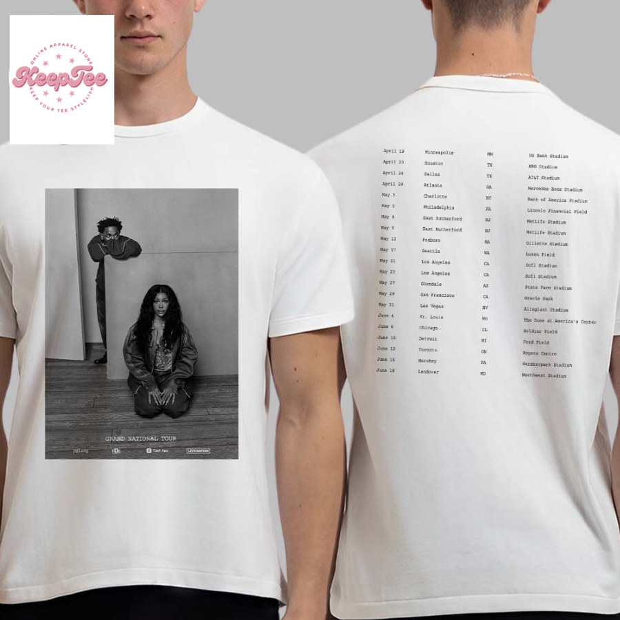 Kendrick Lamar X Sza Grand National Tour 2025 With Tour Date List  T-Shirt
