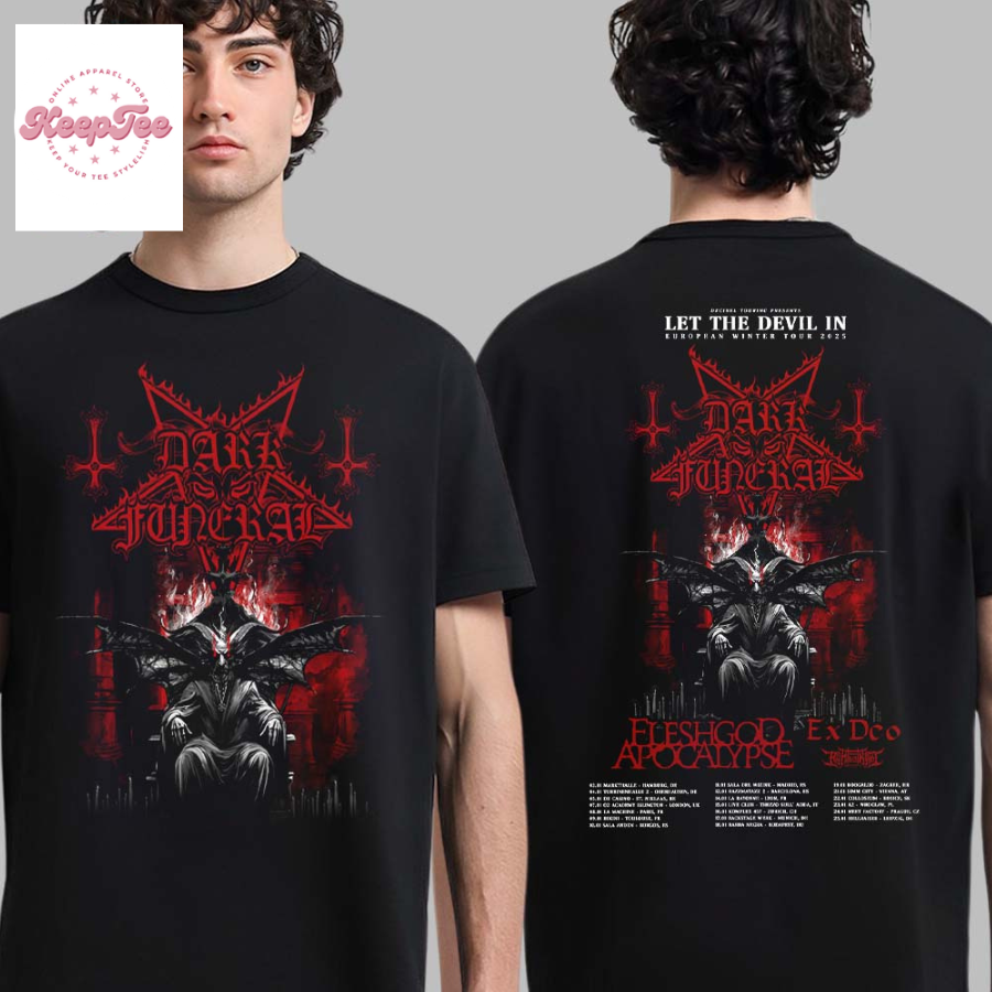 Dark Funeral Let The Devil In European Winter Tour 2025 Schedule Tour Date List  T-Shirt