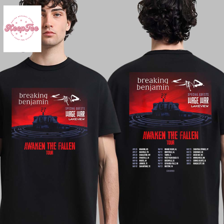 Reaking Benjamin Awaken The Fallen Tour 2025 Schedule Tour Date List  T-Shirt