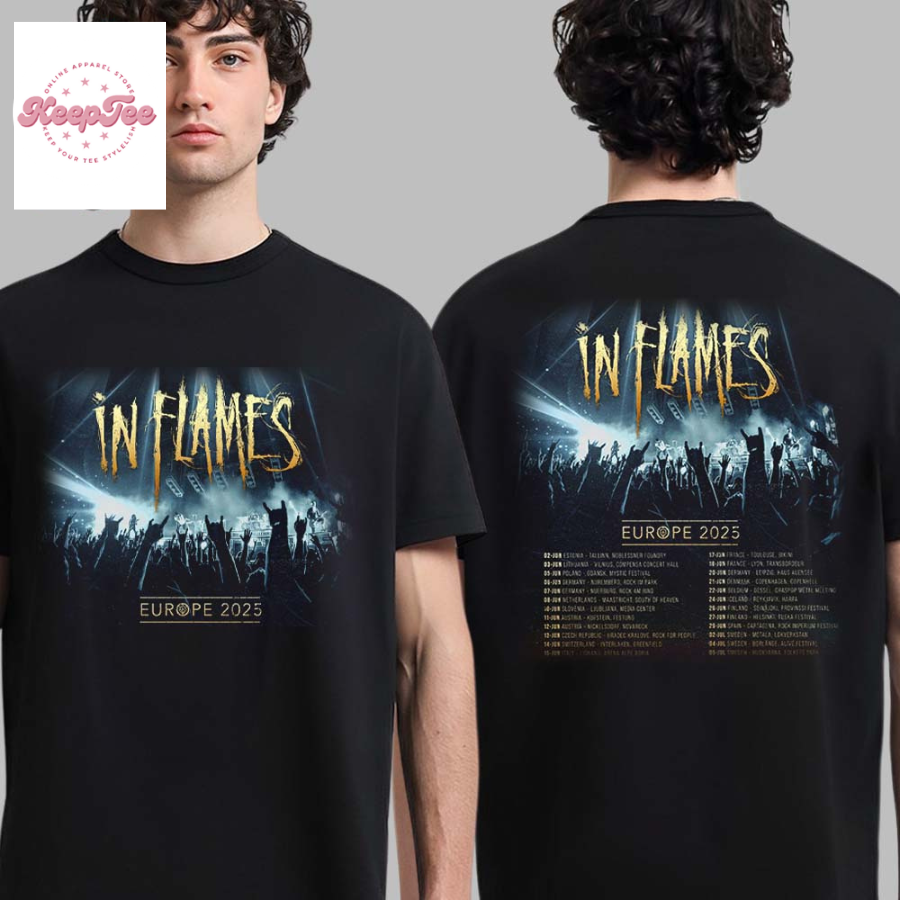 In Flames Europe Tour 2025 Tour Date List  T-Shirt