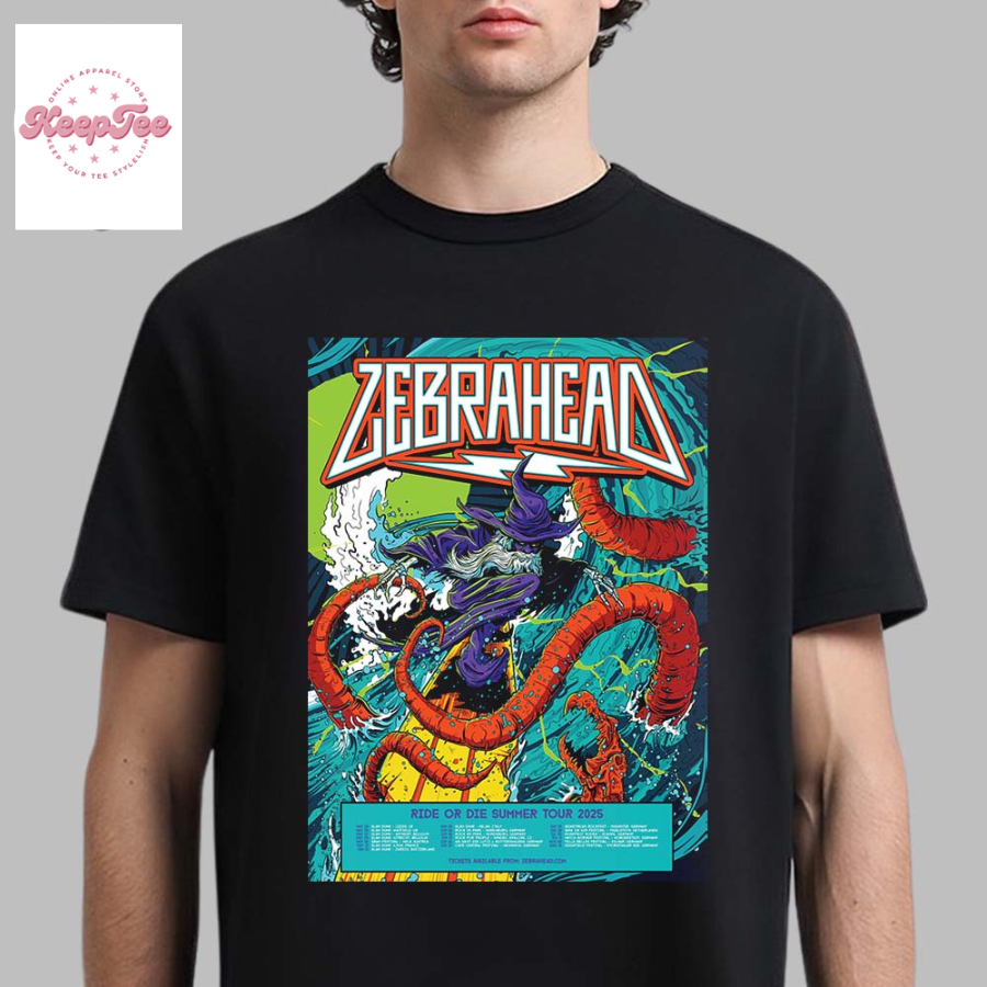 Zebrahead Ride Or Die Summer Tour 2025 Tour Date Schedule List Surfing Witch Vesus Kraken Artwork Unisex T-Shirt
