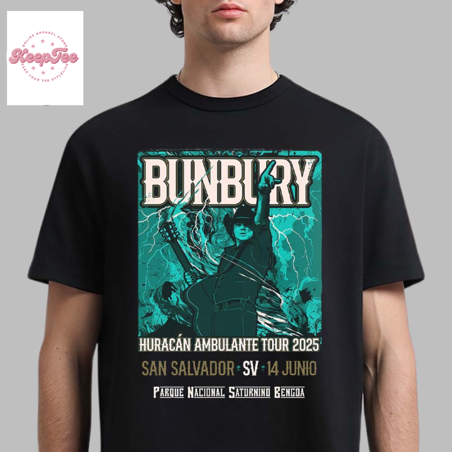 Enrique Bunbury Huracan Ambulante Tour 2025 Poster For Show In San Salvador At El Salvador June 14 2025 Unisex T-Shirt