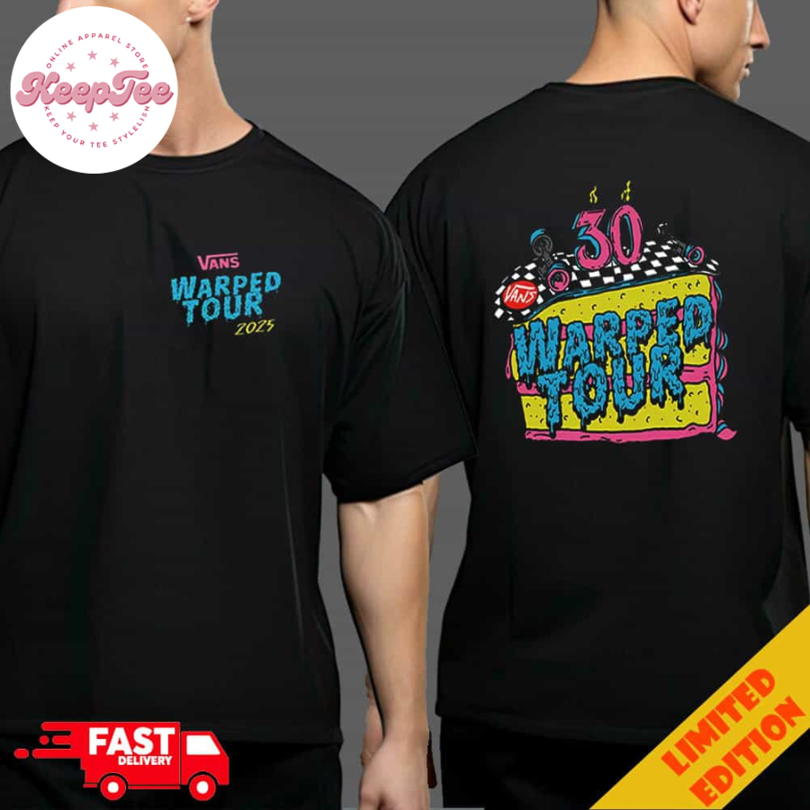 Vans Warped Tour 2025 30 Years Anniversary Skate Cake Artwork Style Two Sides T-Shirt Merchandise