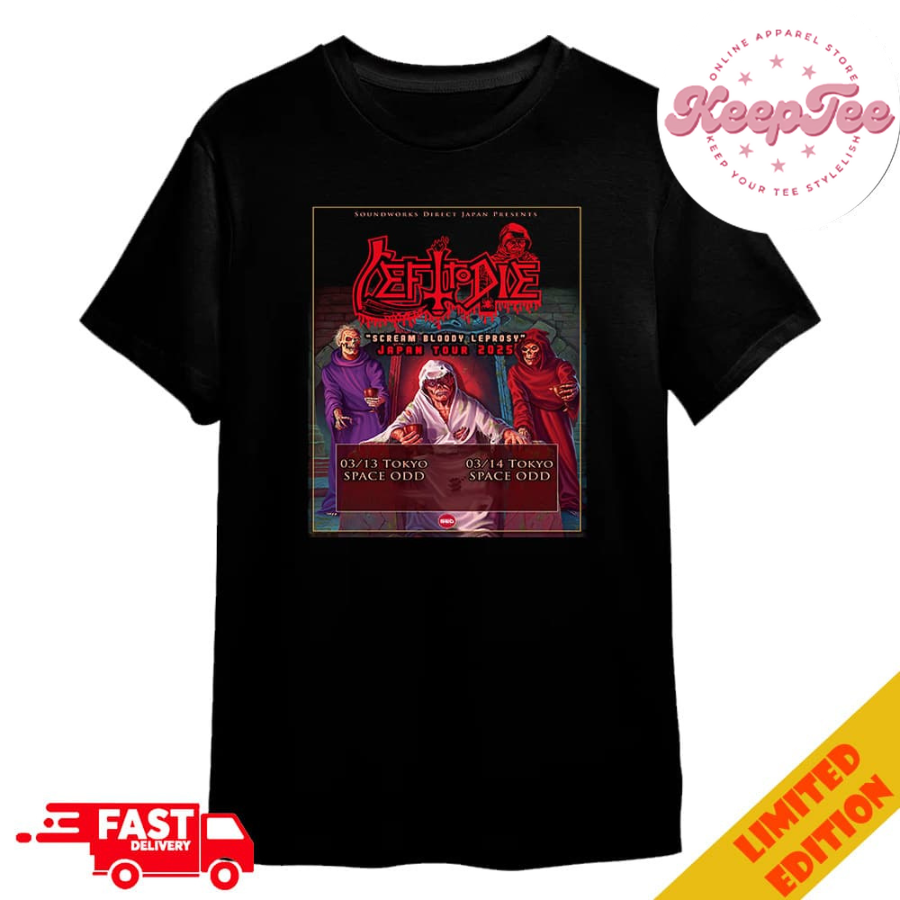 Soundworks Direct Japan Presents Left To Die Scream Bloody Leprosy Japan Tour 2025 Tour Dates Merchandise T-Shirt