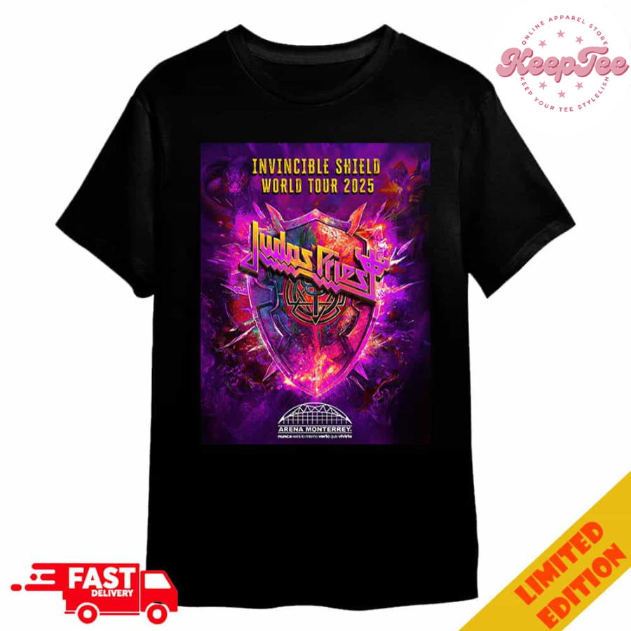 Judas Priest Invincible Shield World Tour 2025 New Poster South America Tour At Arena Monterrey Merchandise T-Shirt