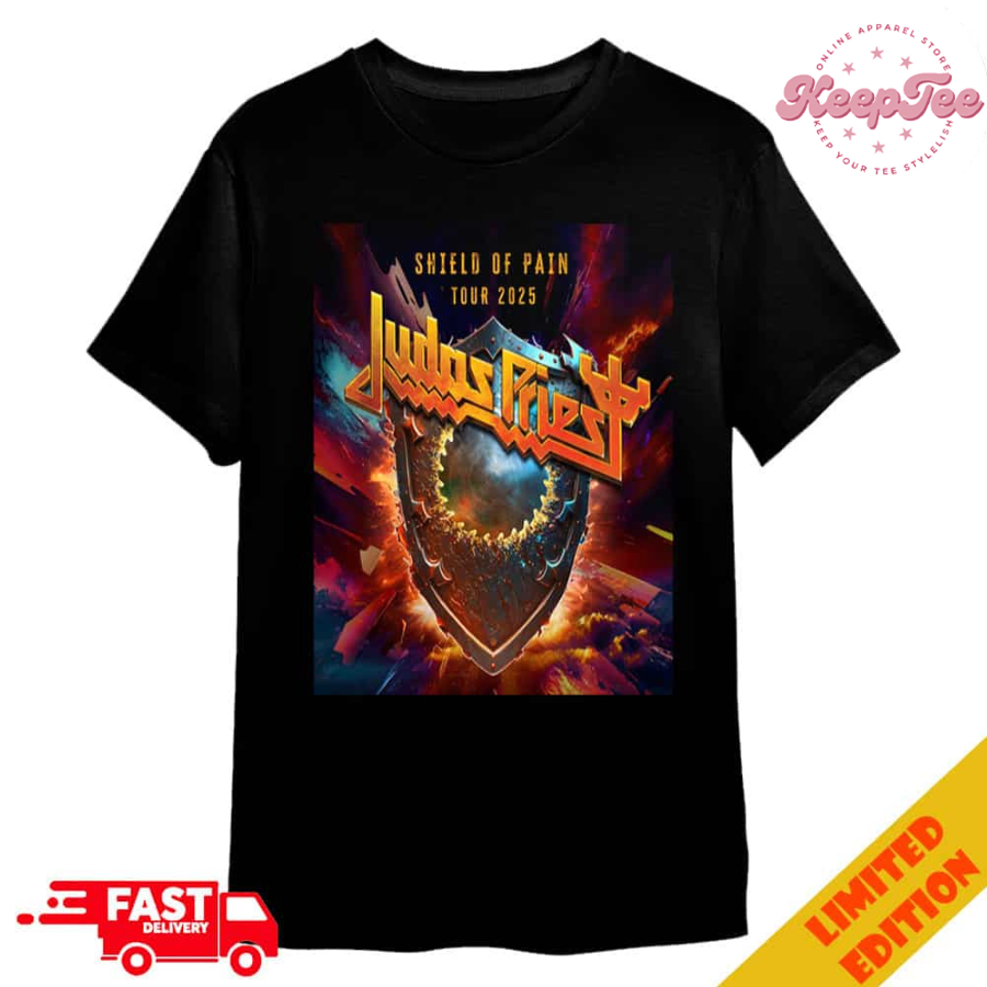 Judas Priest Shield Of Pain Tour 2025 Limited Poster Edition Merchandise T-Shirt