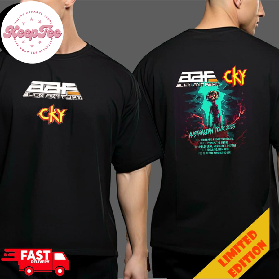 Alien Ant Farm X Cky Australian Tour 2025 Tour Dates Poster Concert Limited Two Sides T-Shirt Merchandise