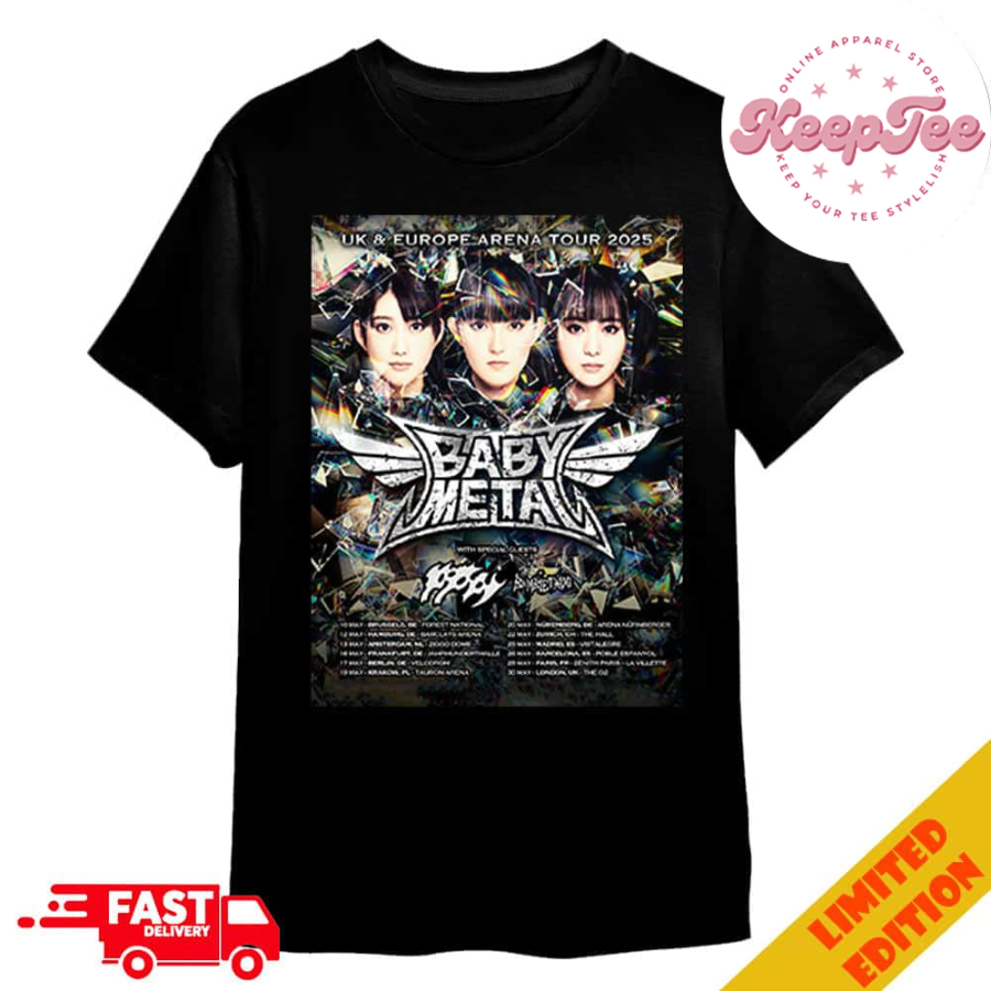 Babymetal With Poppy And Bambie Thug Uk And Europe Arena Tour 2025 Tour Dates Merchandise T-Shirt