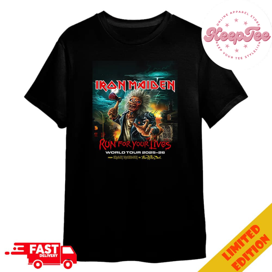 Iron Maiden Run For Your Lives World Tour 2025-2026 From Iron Maiden To Fear Of The Dark Merchandise T-Shirt