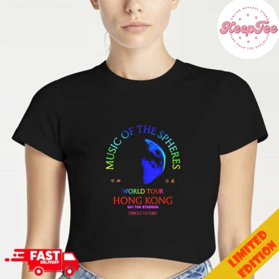 Coldplay Music Of The Spheres Tour 2025 At Hong Kong Kai Tak Stadium World Tour Logo Cropped T-Shirt