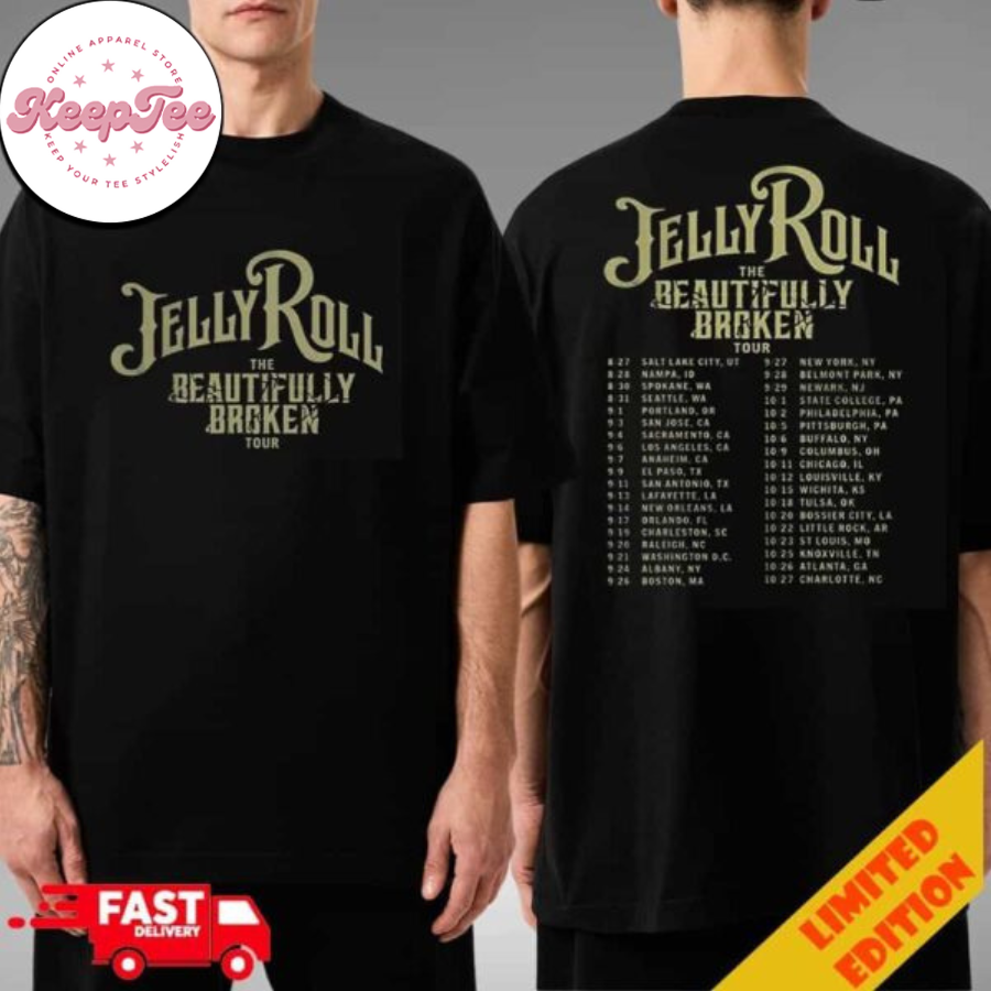 Jelly Roll The Beautifully Broken Great Northern Tour Dates 2025 In Canada Essentials Two Sides T-Shirt Fan Gifts
