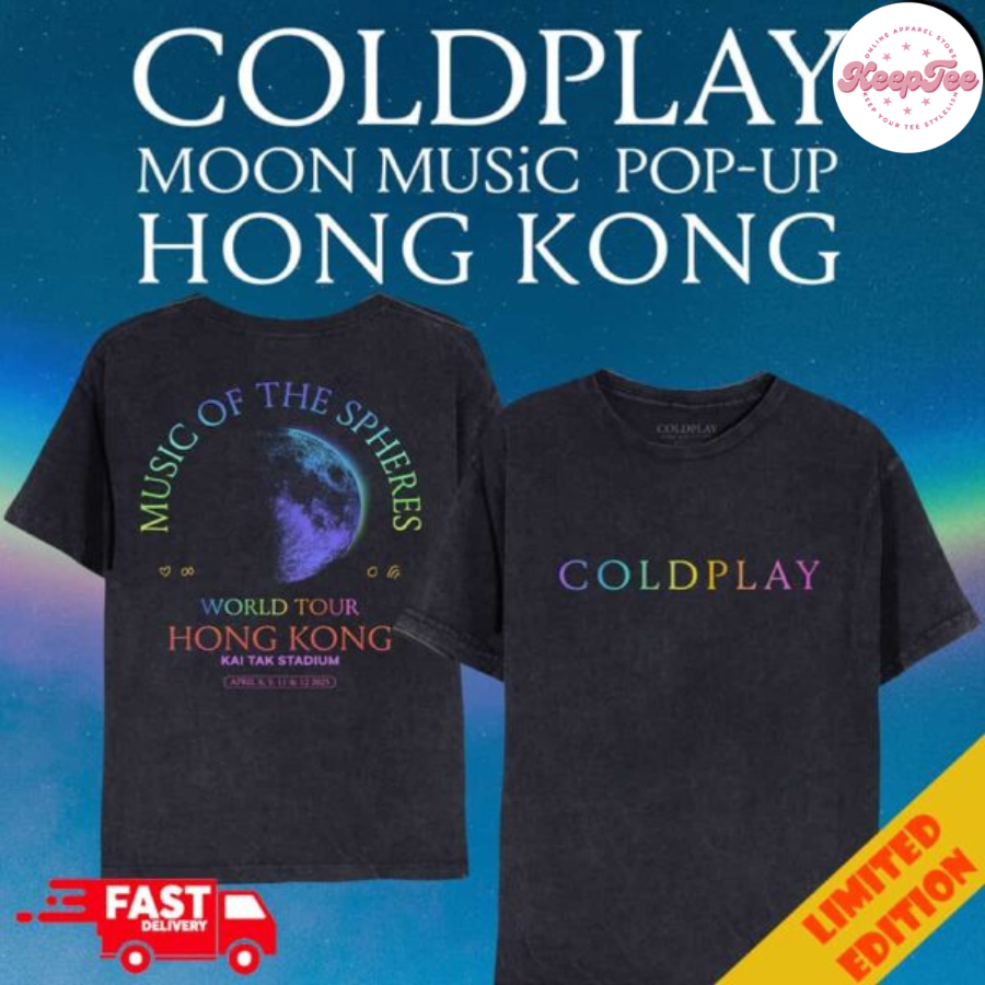 Coldplay Moon Music Pop-Up Music Of The Spheres 2025 World Tour At Hong Kong Kai Tak Stadium Two Sides T-Shirt