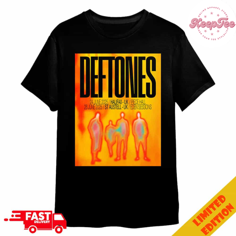 Deftones Uk Shows For Summer 2025 Poster Tour Dates At Halifax And St Austell Merchandise T-Shirt