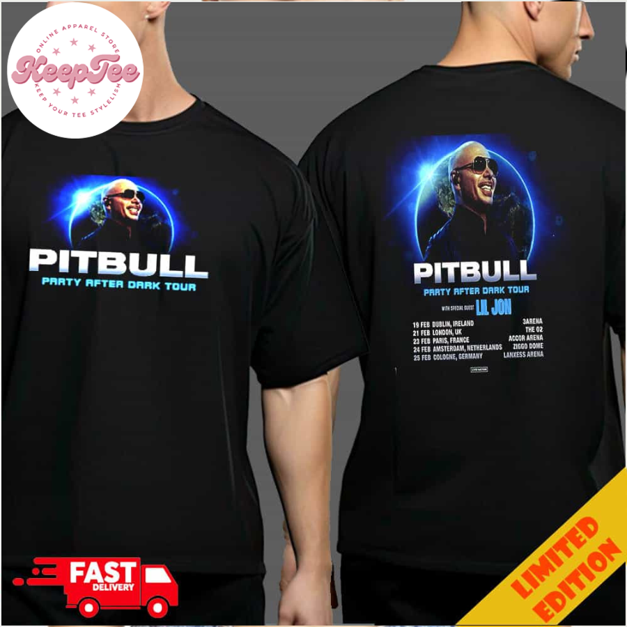 Pitbull Party After Dark Tour With Lil Jon Poster Tour Dates 2025 Live Nation Two Sides T-Shirt Merchandise