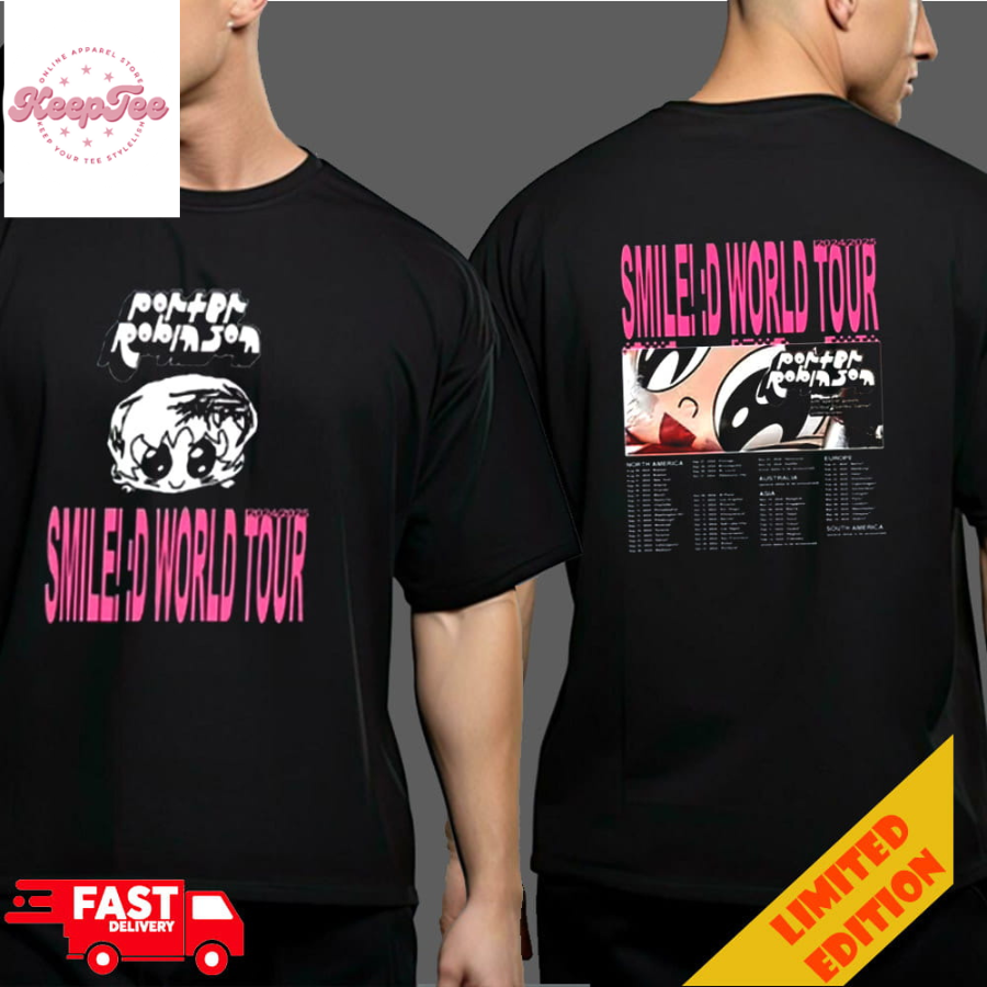 Porter Robinson The Smile World Tour 2024-2025 Concert Poster Tour Dates Merchandise Two Sides T-Shirt