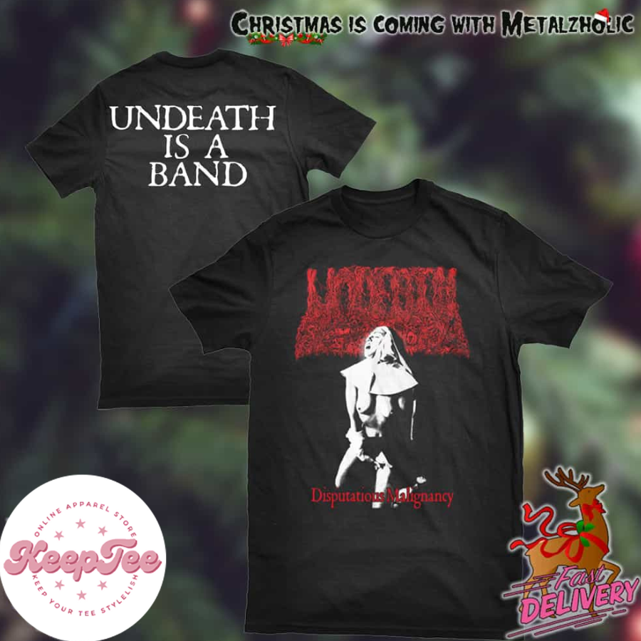 Undeath 2025 Chaos And Carnage Tour Undeath Is A Band Disputatious Malignancy Two Sides T-Shirt
