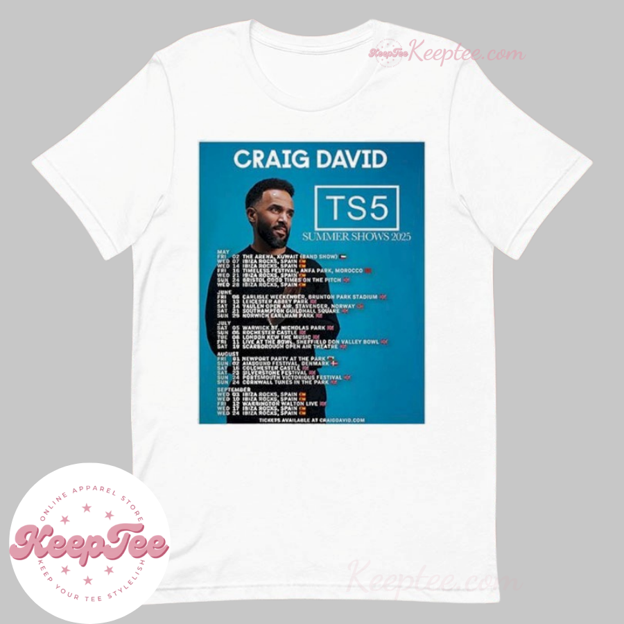 Craig David Summer Show Dates 2025 Tour Shirt