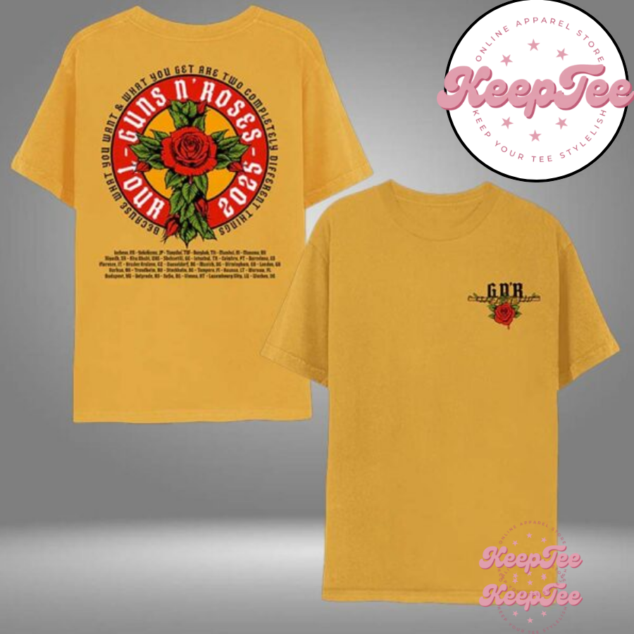 Gun N Rose Rose Cross Gold World Tour 2025 Shirt