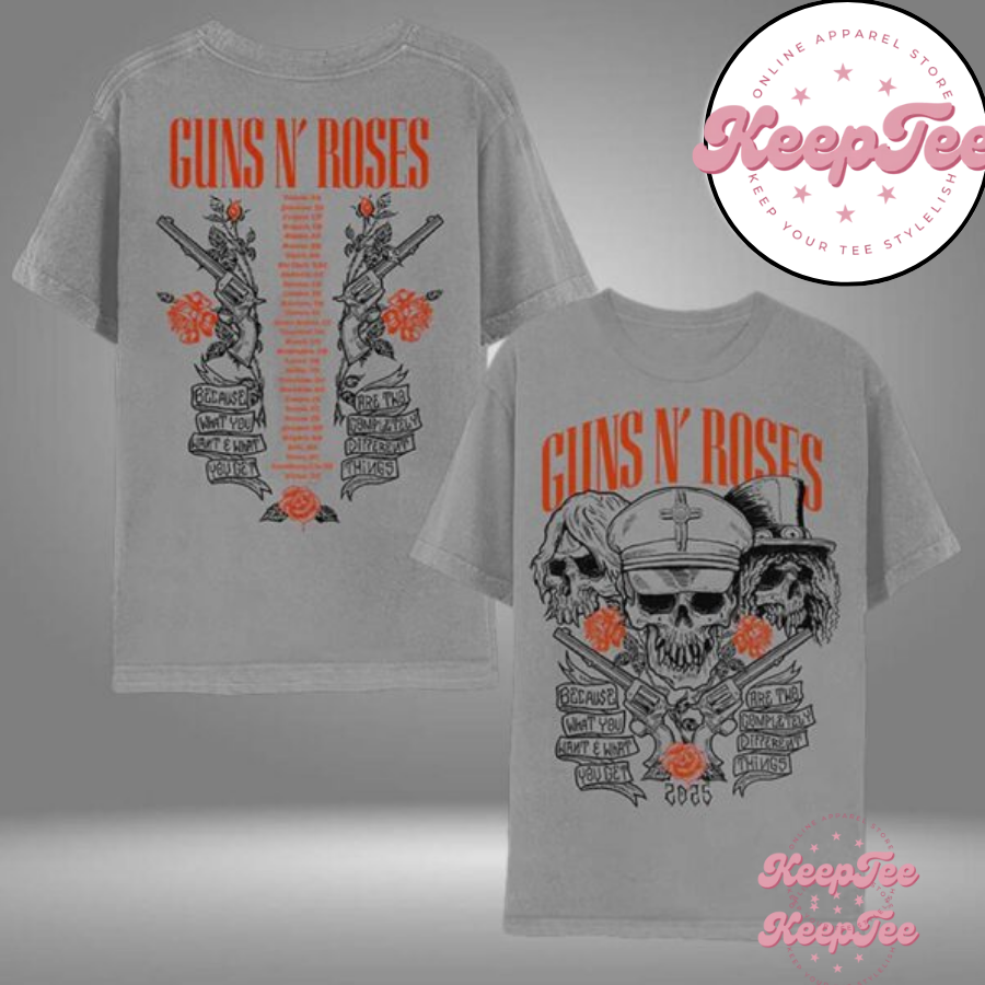 Gun N Rose Grey Skulls World Tour 2025 Shirt