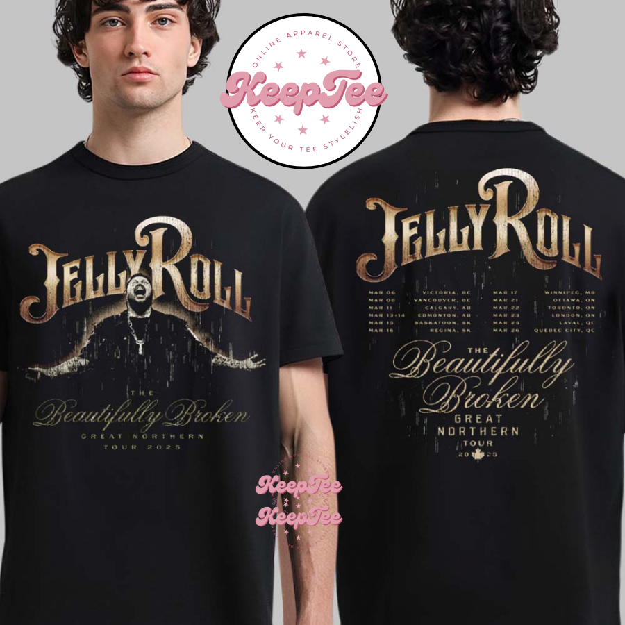Jelly Roll The Beautiful Broken Great Northern Tour 2025 Rain Tour Two Sided Shirt