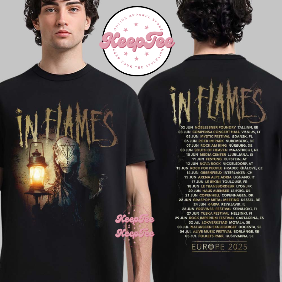 In Flames Europe Tour 2025 Merch Jesterhead And Tour Dates LisShirt