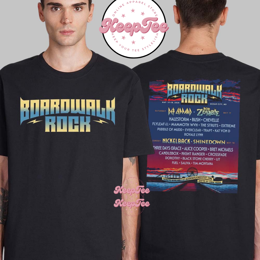 Boardwalk Rock 2025 Linup In Ocean City Maryland 2025 Two Sided Essentials Shirt
