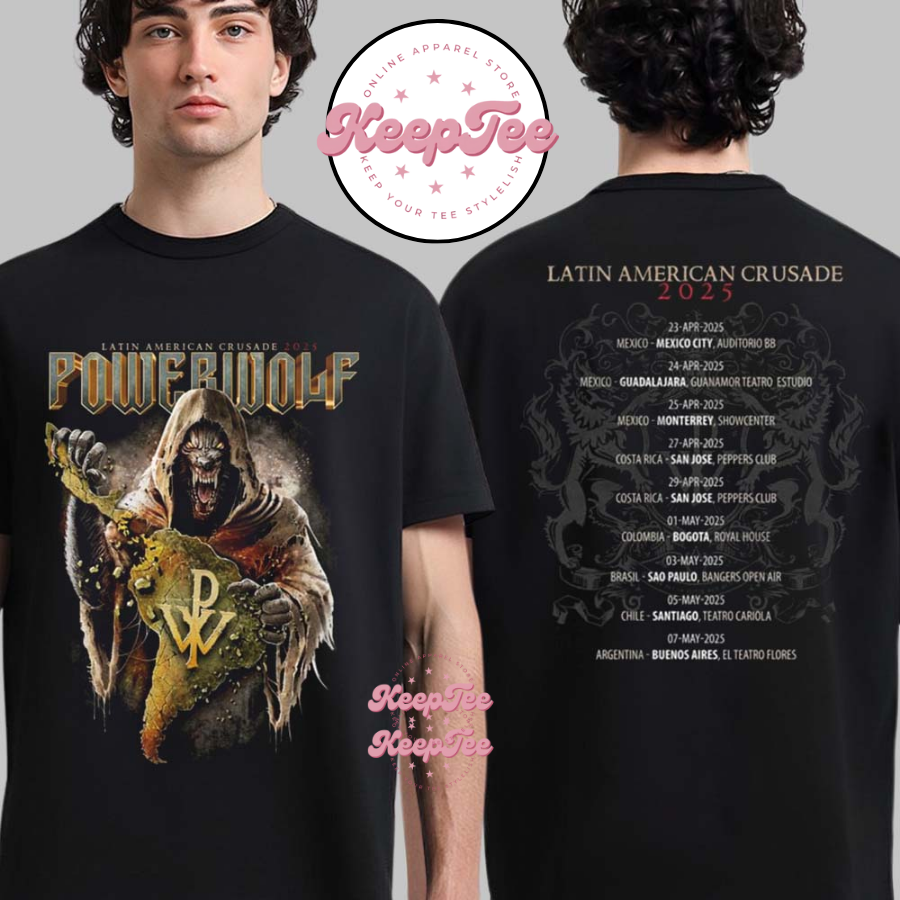 Powerwolf Latin American Crusade 2025 Tour Cities Shirt