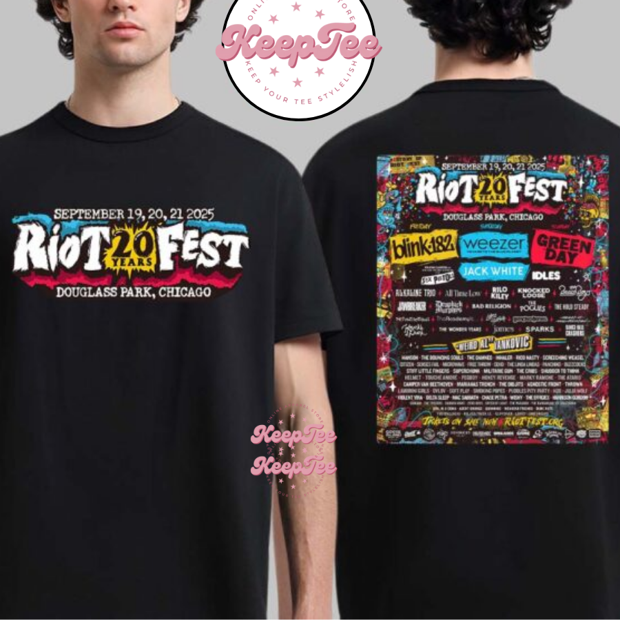 Riot 20 Years Fest Lineup At Douglass Park In Chicago Illinois 2025 Shirt