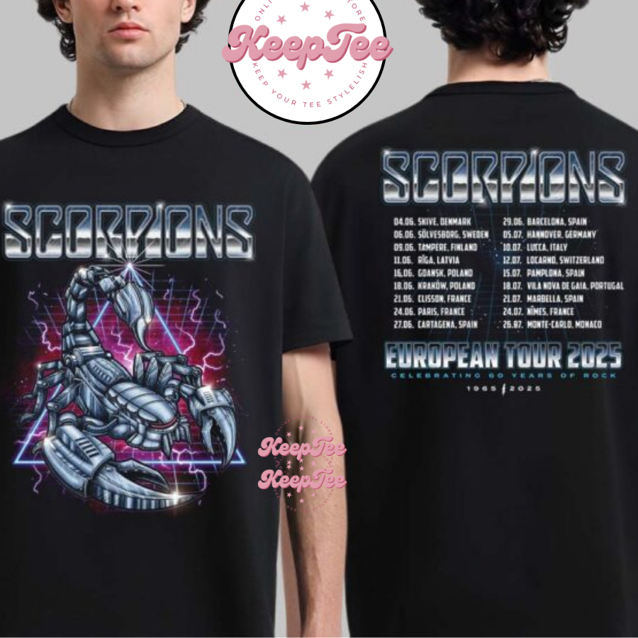 Scorpions European Tour 2025 Celebrate 60 Years Of Scorpions Robotic Scorpion ArShirt
