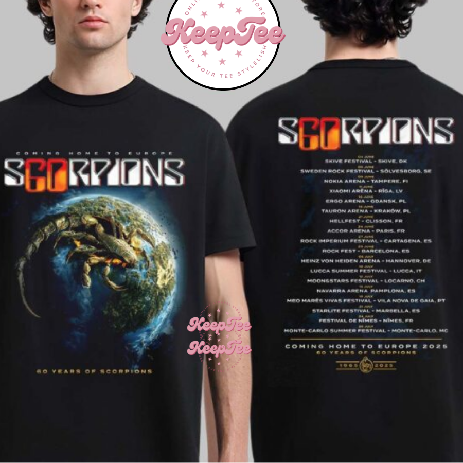 Scorpions 60 Years Of Scorpions European Tour 2025 Planet Rock Art With Tour Dates Shirt