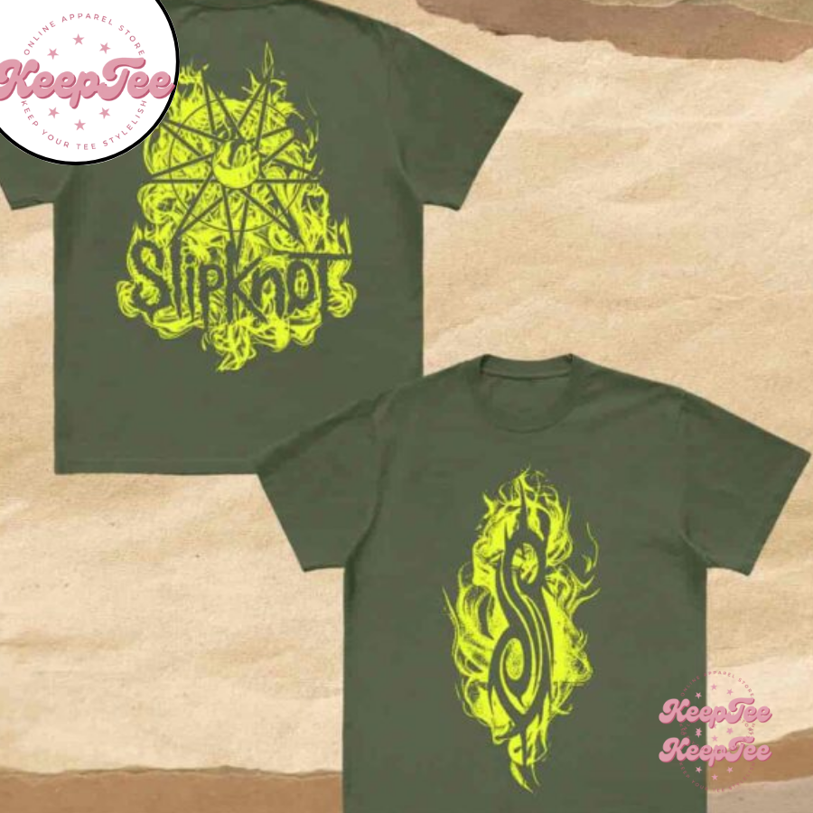 Slipknot Flamed Tribal S Merchandise 2025 Military Green Unisex Two Sides Shirt