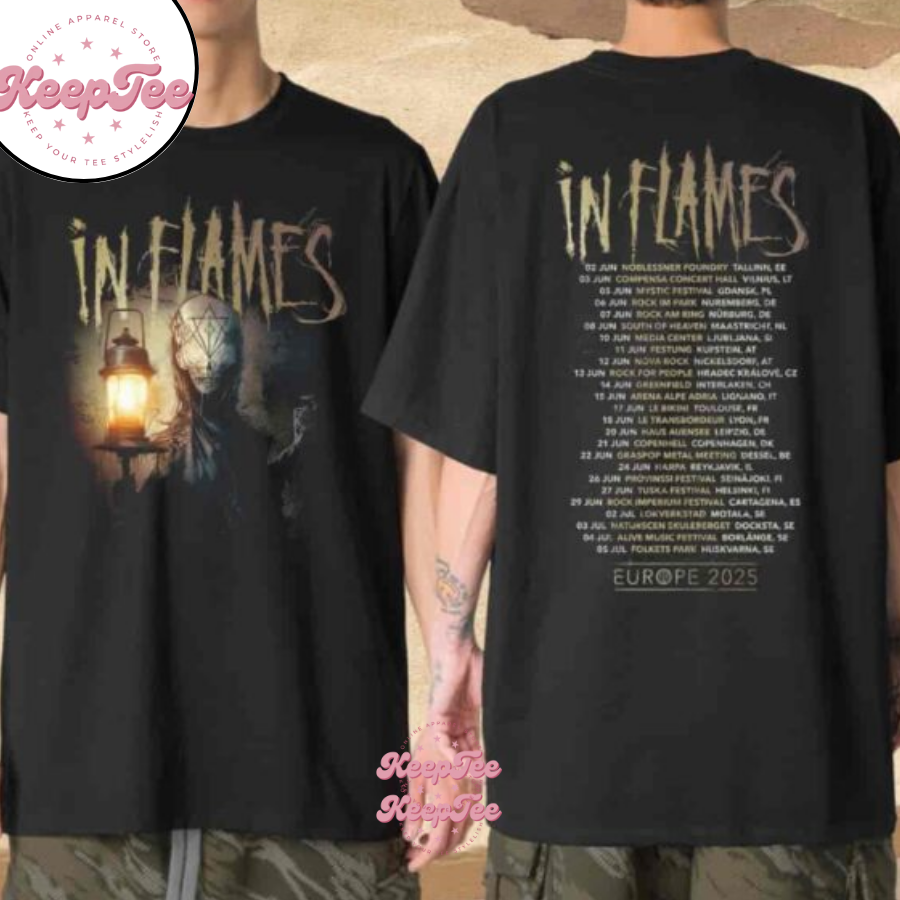 In Flames Europe Tour 2025 Dates List June And July Two Sides Unisex Shirt