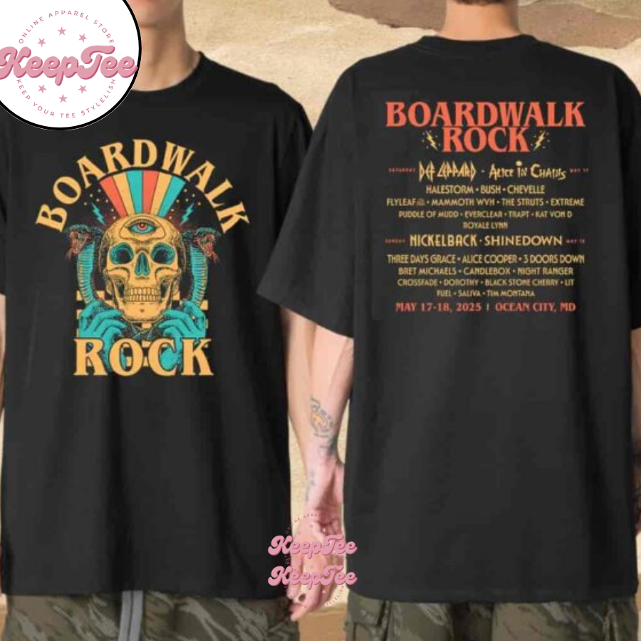 Boardwalk Rock Festival 2025 Skull Lineup At Ocean City Md Merchandise Unisex Shirt