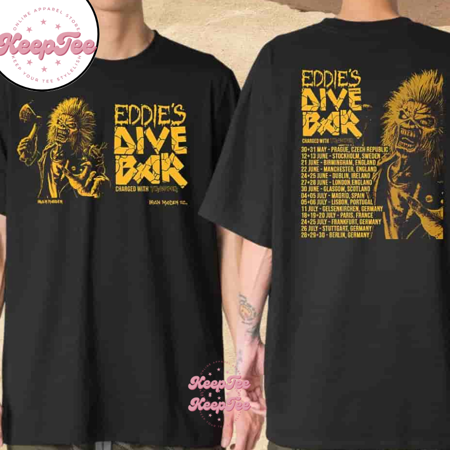 Iron Maiden EddieS Dive Bar Charged With Trooper Merchandise Shirt