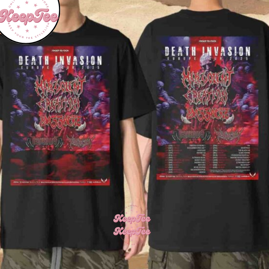 Malevolent Creation Death Invasion Europe Tour 2025 Merchandise Unisex Shirt